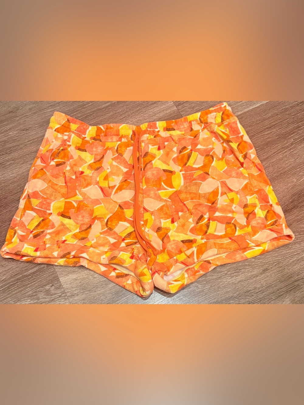 Daily Practice Anthropologie pull-on lounge shorts in orange  and white Size XL